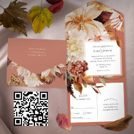 Terracotta Herbst Elegante, Hochzeiten im Herbst All In One Einladung