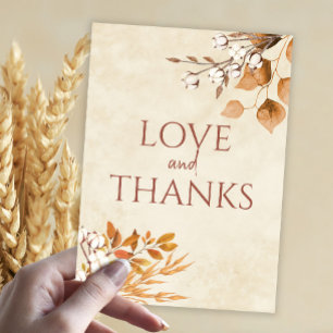 Terracotta Herbstleaves Boho Hochzeit im Herbst Dankeskarte