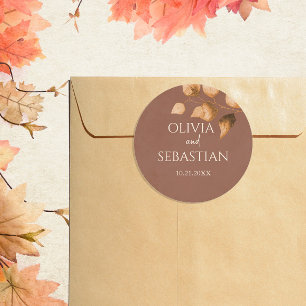 Terracotta Herbstleaves Boho Hochzeit im Herbst Runder Aufkleber