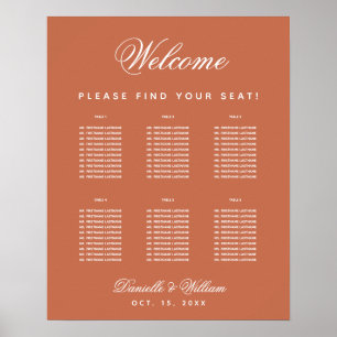 Terracotta Hochzeit 6 Tische Einfacher Sitzplan  Poster