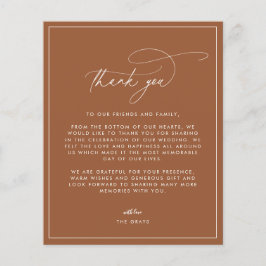 Terracotta Hochzeit im Herbst Danke Karte