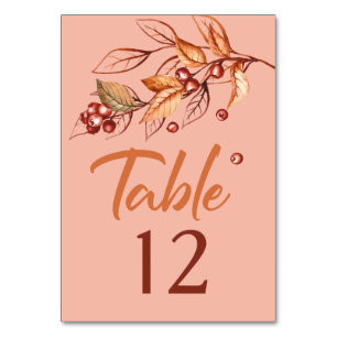 Terracotta Hochzeit im Herbst Tischnummer