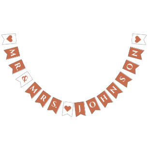 Terracotta Hochzeit Mr. & Mrs. 7 Buchstaben Name H Wimpelkette