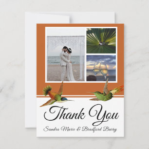 Terracotta Hummingbird Wedding Foto Collage Dankeskarte