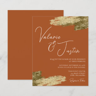 TerraCotta Imitate Goldene Foil Hochzeit Einladung