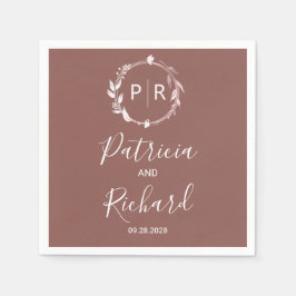 Terracotta Imitate Monogram Wedding Napkins Serviette