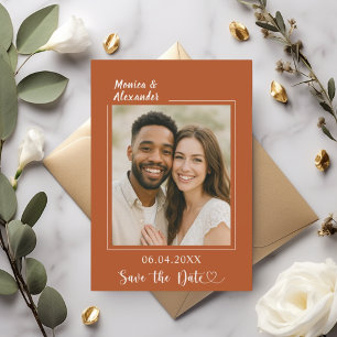 Terracotta ivoire photo mariage Save the Date