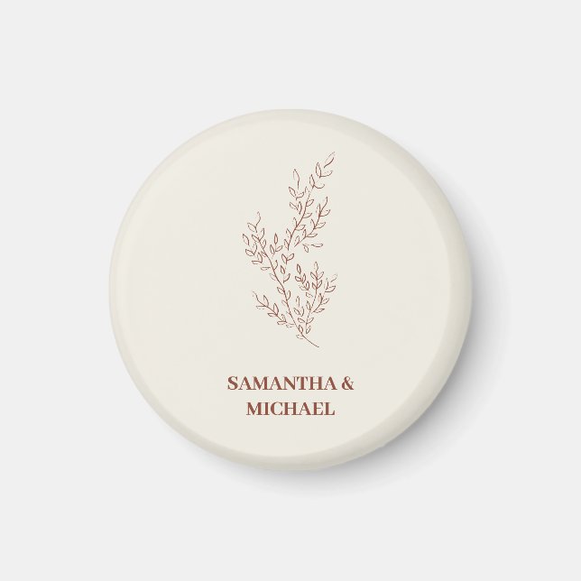 Terracotta Ivory Beige Ivy Blume Geschenk für Hoch Magnet (Vorne)