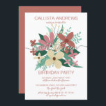 Terracotta Ivory Blumengrün Bouquet Sweet 16 Einladung<br><div class="desc">Dieses elegante und moderne 16 . Geburtstag Geburtstagsfest lädt zu einem stilvollen und zeitgenössischen Event ein. Es ist mit Terrakotta, Elfenbeingelb, Lila-Rosa, Moosgrün, waldgrünen Blume und Blätter Bouquet-Illustration auf einem einfachen, weißen Hintergrund mit passender handgeschriebener Typografie ausgestattet. Es ist ein hübsches, ländliches, süßes und wunderschönes Design, ideal für jede formale,...</div>