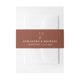 Terracotta Ivory Cotton Blume Monogram Elegant Einladungsbanderole