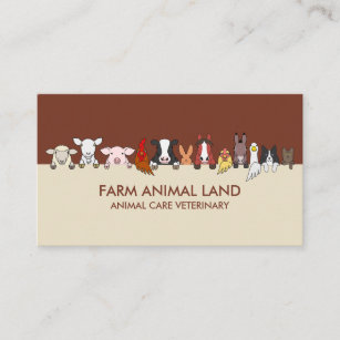 Terracotta Ivory Farm Animals Veterinary Pet Visitenkarte