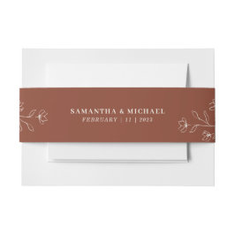 Terracotta Ivory Tiny Blume Monogram Wedding Einladungsbanderole