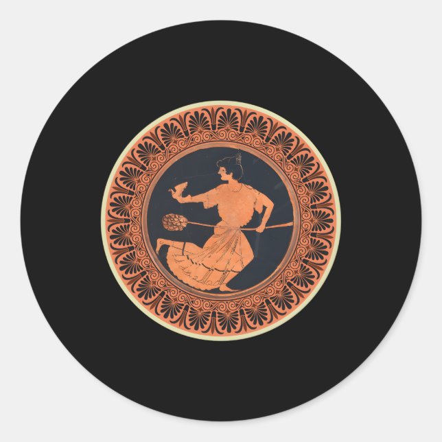 Terracotta Kylix Drink Cup Altes Griechenland Runder Aufkleber (Vorderseite)