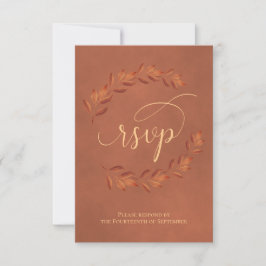 Terracotta Laurel Verlasse Rustikale Hochzeit RSVP Karte
