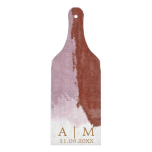Terracotta Lavendel Monogram Aquarell Schneidebrett