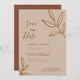 Terracotta Leaf Save the Date Virtual Wedding Einladung
