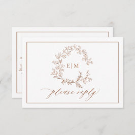 Terracotta Leafy Wappen Monogram Wedding RSVP