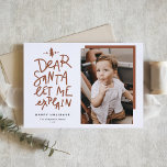 Terracotta Liebe Santa Lass Me Erklären Baby Foto Feiertagskarte<br><div class="desc">Lieber Weihnachtsmann lass mir erklären! Schick Weihnachten Grüße mit dieser lustigen und festlichen Urlaubskarte. Es enthält ein handgeschriebenes Zitat und eine einfache Typografie. Personalisieren Sie diese, indem Sie einen Gruß, Namen, Foto und andere Details hinzufügen. Diese Terracotta Weihnachtskarte ist perfekt für die Weihnachtskarten und die Weihnachtskarten für Hunde. Erhältlich als...</div>