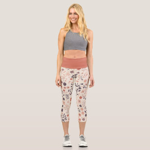 Terracotta Lila Beige Boho Watercolor Florenz Capri Leggings