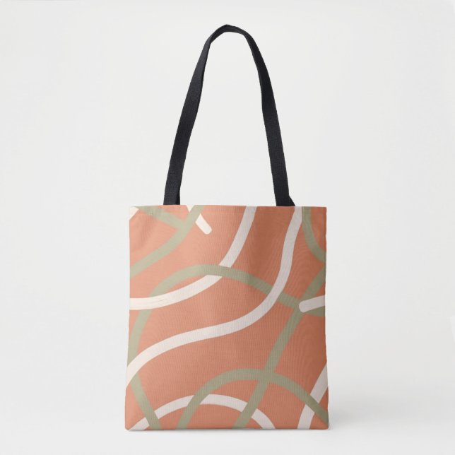 Terracotta Linework Pattern | Cream & Olive  Tasche (Vorderseite)