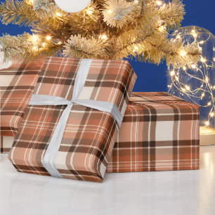 Terracotta Lodge Terracotta & Cream Tartan Karo Geschenkpapier