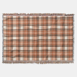 Terracotta Lodge Terracotta & Creme-Tartan-Karodec Decke