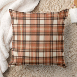 Terracotta Lodge Terracotta- und Creme-Tartan-Karo Kissen