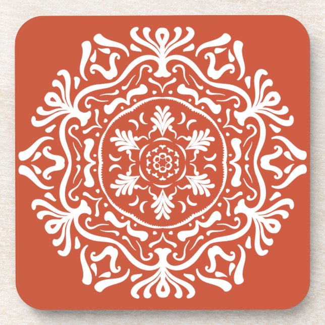 Terracotta Mandala Getränkeuntersetzer (Vorderseite)