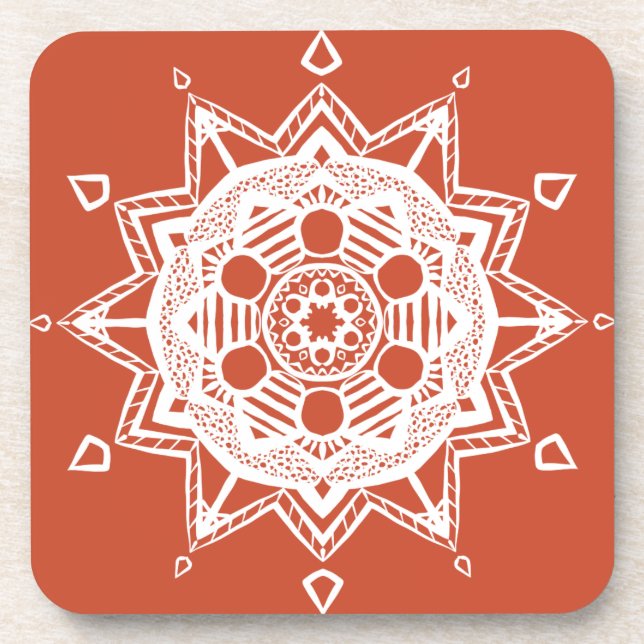 Terracotta Mandala Getränkeuntersetzer (Vorderseite)