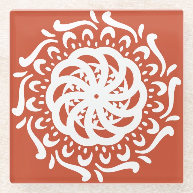 Terracotta Mandala Glasuntersetzer (Vorderseite)