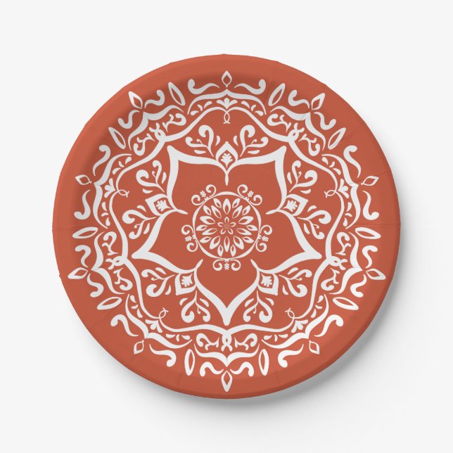 Terracotta Mandala Pappteller (Vorderseite)