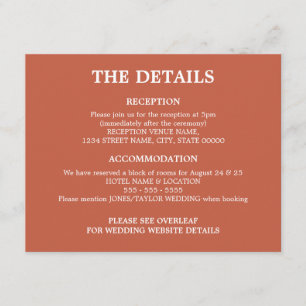 Terracotta Mariage QR Code Détails Carte de boîtie