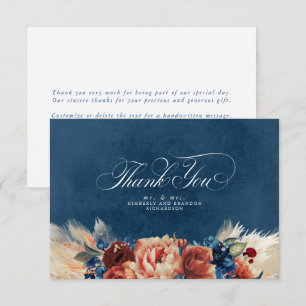 Terracotta Marine bleu Floral Boho Mariage Merci