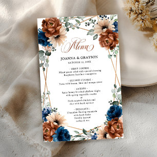 Terracotta Marine Blue Greenery Menu géométrique
