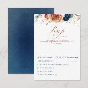 Terracotta Marine Fleurs Bleues Mariage RSVP