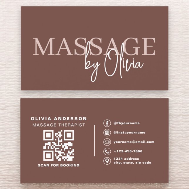 Terracotta Massage Therapeut QR Code Visitenkarte (Von Creator hochgeladen)
