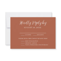 Terracotta Menu Choice Wedding RSVP Card
