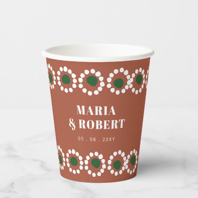 Terracotta Mexican Boho Barro Wedding Pappbecher (Vorderseite)