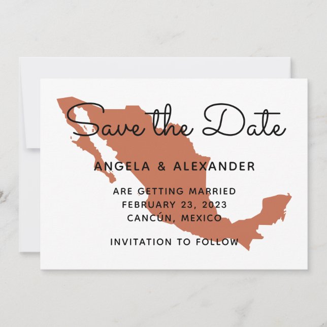 Terracotta Mexikanische Hochzeit in Urlaubsort Save The Date (Vorderseite)