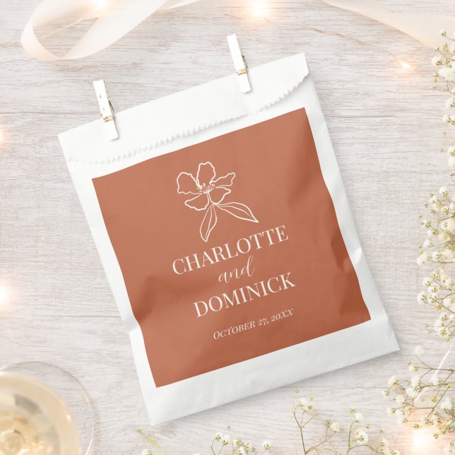 Terracotta Minimal Floral Gastgeschenk Hochzeit Be Geschenktütchen (Ausgeschnitten)
