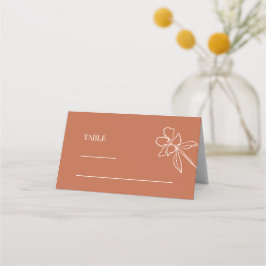 Terracotta Minimal Floral Wedding Platzkarte