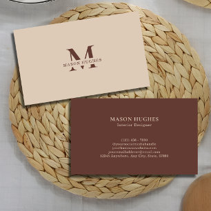 Terracotta Minimal Monogram Professional Visitenkarte