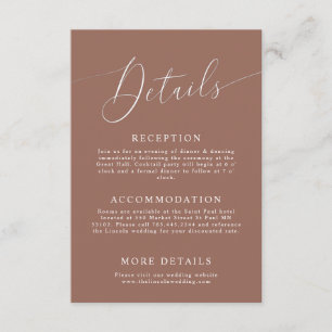 Terracotta Minimal Wedding Details Begleitkarte