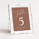Terracotta Minimal Wedding Tischnummer<br><div class="desc">Minimale und elegante Tischnummer mit modernem Schriftzeichen,  in dem "Tisch" oben auf Terrakotta steht.</div>