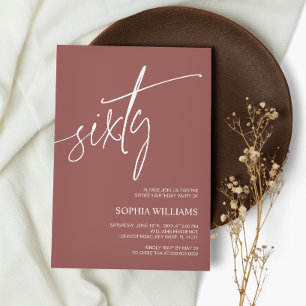 Terracotta Minimalistisch 60. Geburtstag Einladung