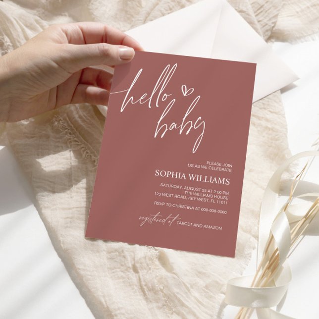 Terracotta Minimalistisch Babydusche Einladung (Von Creator hochgeladen)