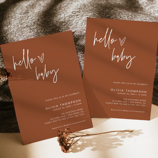 Terracotta Minimalistisch Babydusche | Gender Neut Einladung (Von Creator hochgeladen)