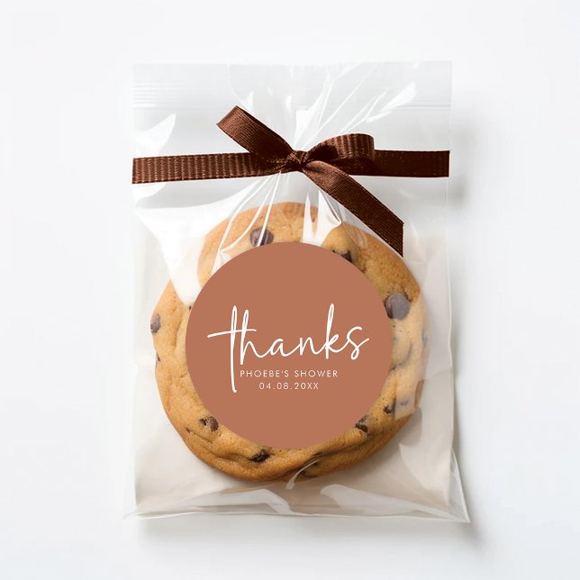 Terracotta Minimalistisch Brautparty Gefälligkeits Runder Aufkleber (Von Creator hochgeladen)