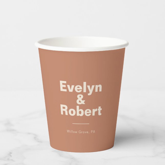 Terracotta Minimalistisch Elegante Pappbecher (Vorderseite)