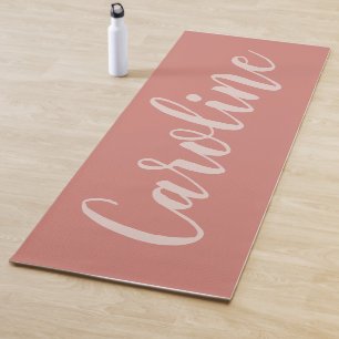 Terracotta Minimalistisch Kalligrafie Personalisie Yogamatte